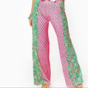 Lilly Pulitzer Palazzo Pants-Pink Shandy Oh Diamond Girl Engine, Large